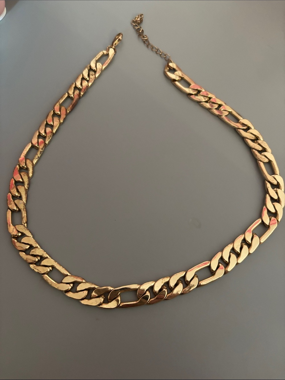 Gold Tone Chunky Curb Chain Necklace